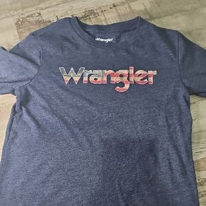 Wrangler Kids Navy Tee with American Flag Logo
